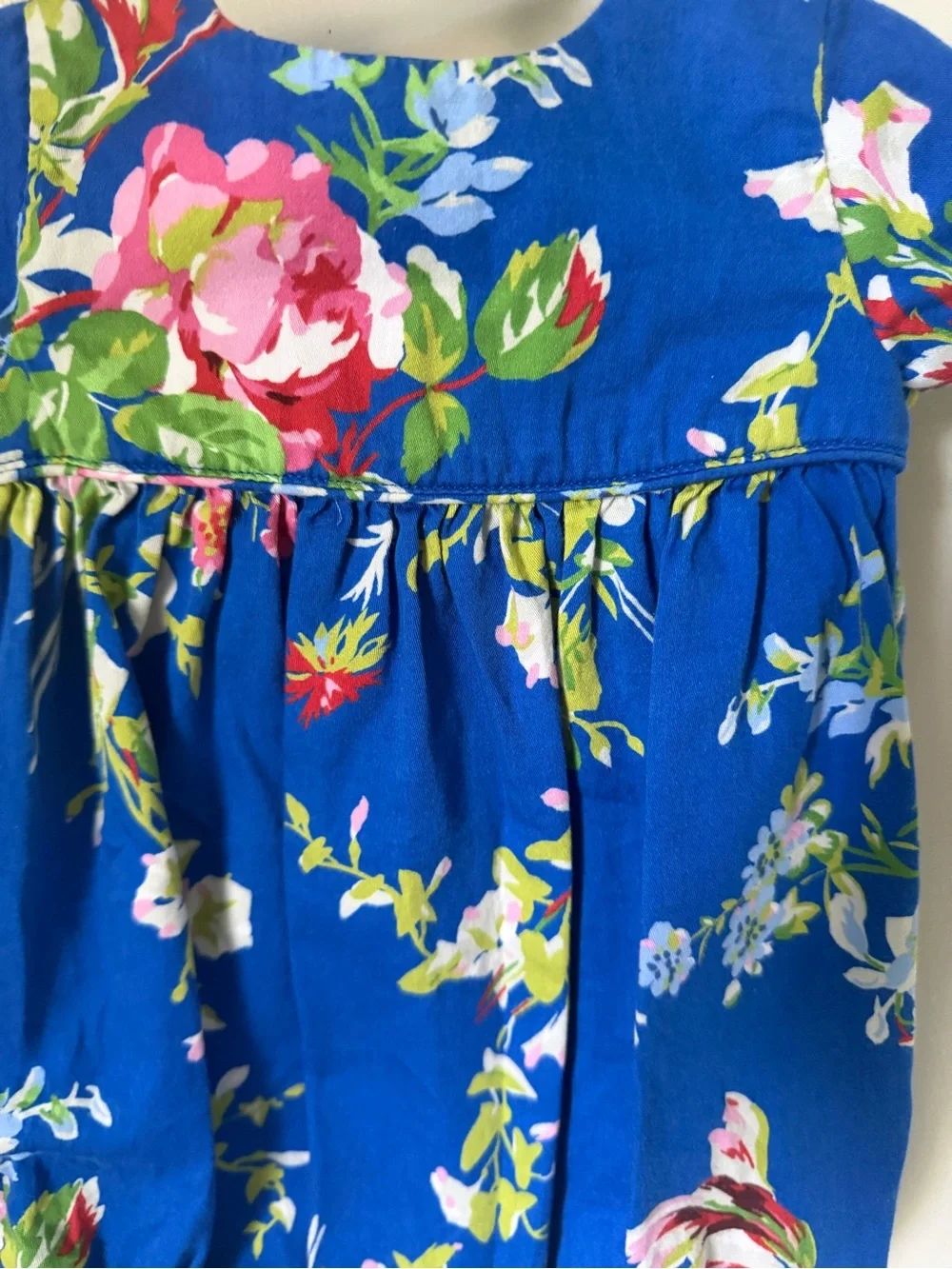 Ralph Lauren Girls 3M Blue Floral Cotton Romper One-Piece Short Sleeve Baby